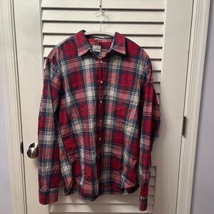 men’s slim-fit, lightweight red/white/blue-plaid J.CREW long-sleeve button-down
